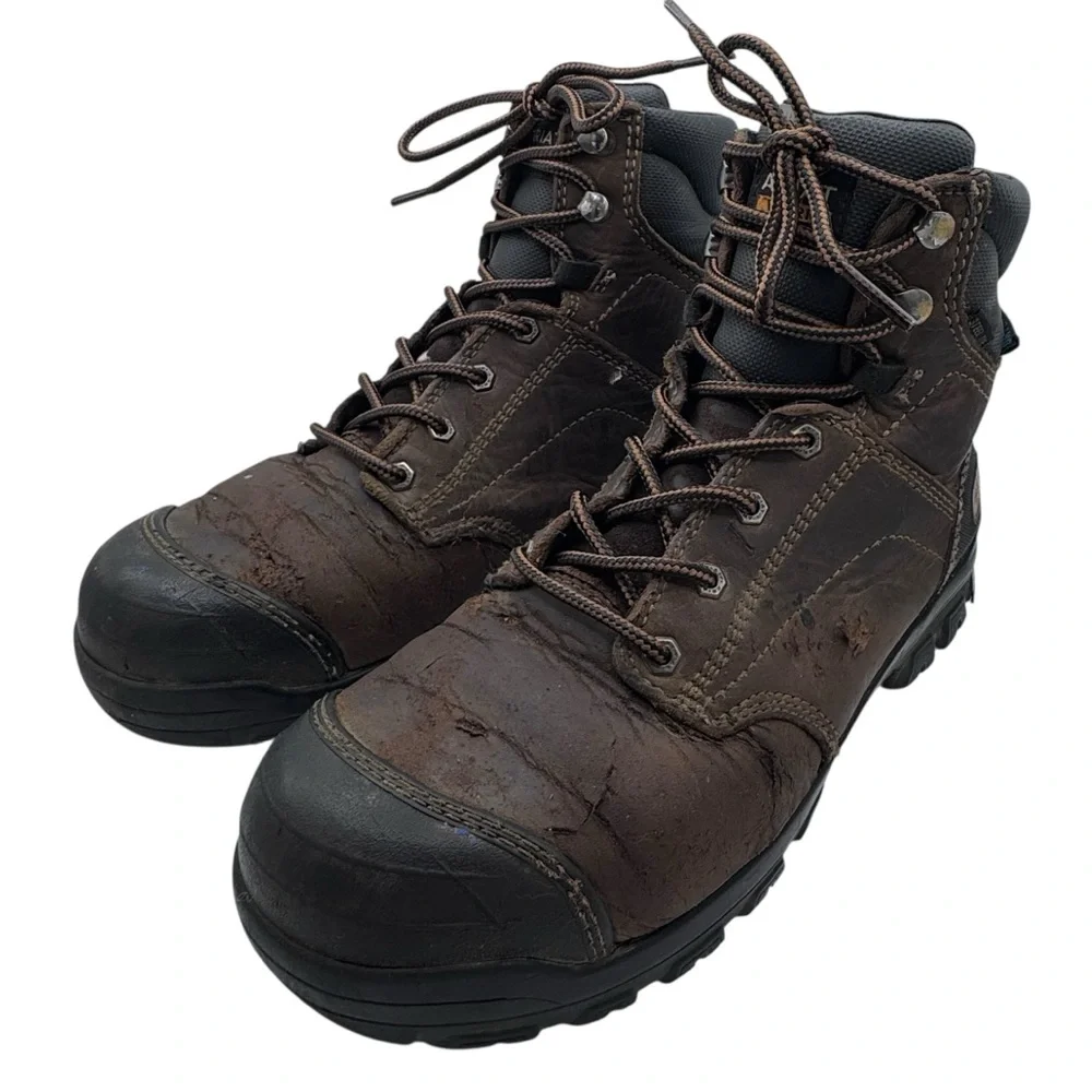 Ariat Steel Toe Waterproof Men's Dark Brown Leather Work Boots - Size 7.5